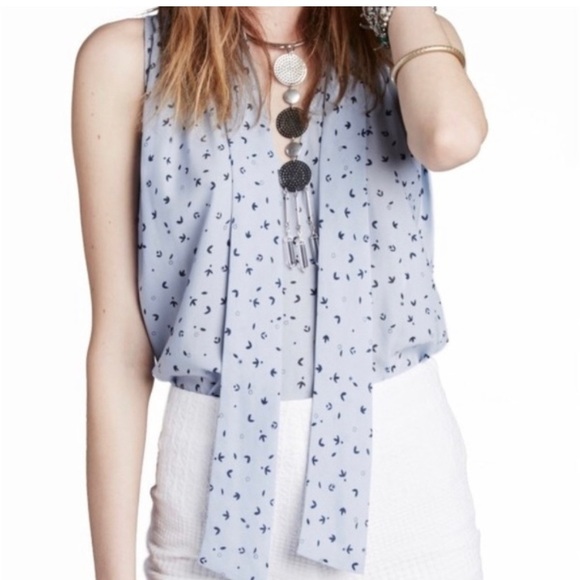 Free people flowy tie neck blouse periwinkle colour size XS - Picture 6 of 6
